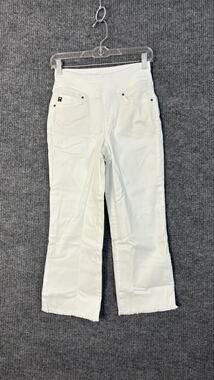 Belle Kim Gravel Jeans Womens 0 White Mariner Crop Triple Luxe Twill Pull On